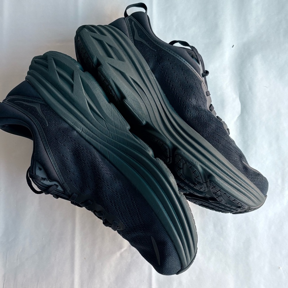 HOKA One One Bondi 8 Women’s 12 Triple Black Running Shoes Cushioned Trainer - Picture 3 of 12